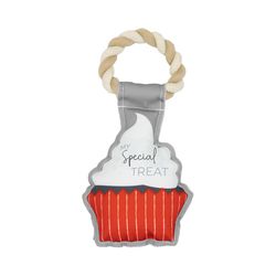 Pavilion Furever Pawsome For Dog Red/White Polyester Cupcake Squeak Dog Toy 10.5 1 pk