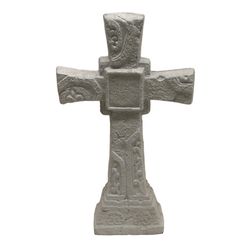 Athens Stonecasting Concrete Gray 22 in. Ancient Cross Statue