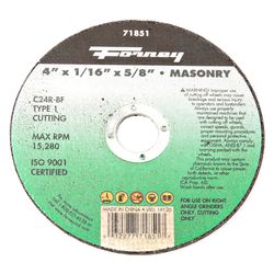 Forney 4 in. D X 5/8 in. X 1/16 in. thick Silicon Carbide Masonry Cutting Wheel 1 pc