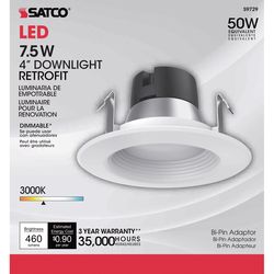 Satco Nuvo White 4 in. W Plastic LED Dimmable Recessed Downlight 7.5 W