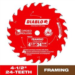 Diablo 4-1/2 in. D X 3/8 in. TiCo Hi-Density Carbide Framing Saw Blade 24 teeth 1 pk