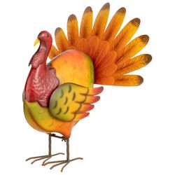 Glitzhome 22 in. Thanksgiving Metal Turkey Yard Decor