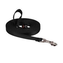 LupinePet Basic Solids Black Black Nylon Dog Training Leash