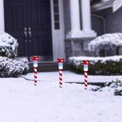 Sylvania LED Cool White Solar Powered Lighted Candy Cane Stake 14 in. Pathway Decor