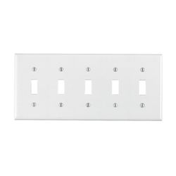 Leviton White 5 gang Plastic Toggle Wall Plate 1 pk