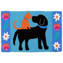 Jellybean 20 in. W X 30 in. L Multi-Color Black Lab and Buddy Polyester Accent Rug