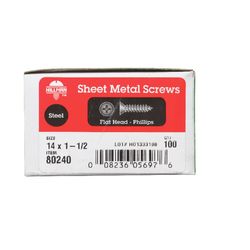 HILLMAN No. 14 Ga. X 1-1/2 in. L Phillips Flat Head Sheet Metal Screws 100 pk