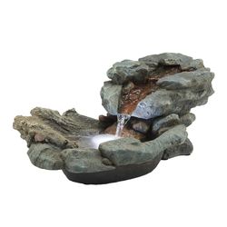 Alpine Resin/Stone Powder/Sand Assorted 9 in. H Rock Waterfall Fountain with LED Light