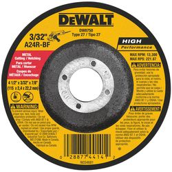 DeWalt 4-1/2 in. D X 7/8 in. X 3/32 in. thick Aluminum Oxide Metal Cut-Off Wheel 1 pc