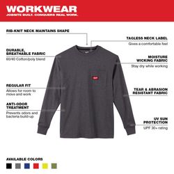 Milwaukee XL Long Sleeve Unisex Crew Neck Gray Heavy Duty Shirt