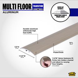 M-D Building Products 0.5 in. H X 1.5 in. W X 72 in. L Prefinished Pewter Aluminum Floor Transition
