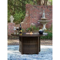 Signature Design by Ashley Drakes Beach Brown Round Aluminum Casual Fire Pit Table