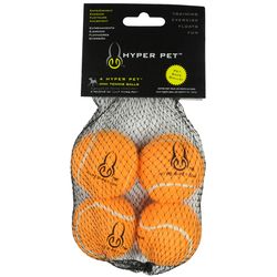 Hyper Pet For Dog Orange Rubber Mini Tennis Balls Medium 4 pk