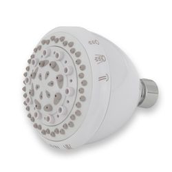 Whedon Rainbo Massage White Plastic 7 settings Showerhead 2.5 gpm