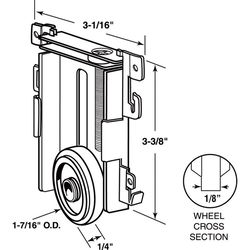 Prime-Line 1-3/8 in. D X 1/4 in. L Mill Plastic/Steel Mirror Door Bottom Roller 1 pk