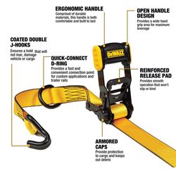 DeWalt 1.5 in. W X 16 ft. L Ratchet Strap 1100 lb 2 pk