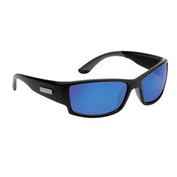 Flying Fisherman Razor Sunglasses Unisex Matte Black Frame Smoke Blue Mirror Lens Polarized