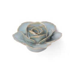 Chive France 1.77 in. H X 3.54 in. L Glazed Teal Ceramic Ranunculus Wall Flower