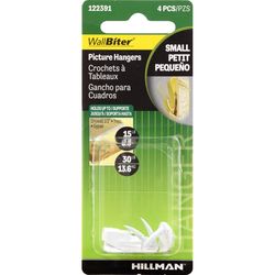 HILLMAN WallBiter White Small Picture Hanger 30 lb 1 pk