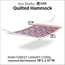Classic Accessories 51 in. W X 78 ft. L 2 person Multi-color Rain Forest Canopy Coral Quilted Hammoc