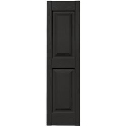 Builders Edge 43 in. H X 12 in. W Black Raised Panel Vinyl Shutter 2 pk