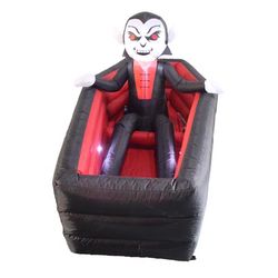 A Holiday Company 2.6 ft. LED Animated Rising Vampire in Coffin Inflatable