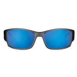 Flying Fisherman Razor Sunglasses Unisex Matte Black Frame Smoke Blue Mirror Lens Polarized