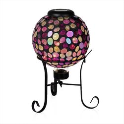Alpine Purple Glass 11 in. H Solar Gazing Ball