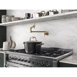 Anzzi Braccia Two Handle Brushed Brass Pot Filler