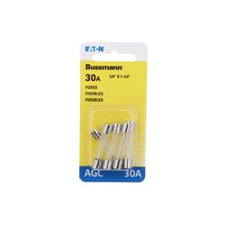 Bussmann 30 amps AGC Clear Glass Tube Fuse 5 pk