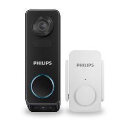 Philips Home Access - 7000 Series Black Metal/Plastic Wired and Wireless Smart-Enabled Video Doorbel