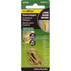 HILLMAN WallBiter Brass-Plated Gold Medium Picture Hanger 60 lb 1 pk