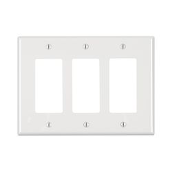 Leviton White 3 gang Thermoplastic Nylon Decorator Wall Plate 1 pk