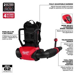 Milwaukee M18 FUEL 155 mph 650 CFM Battery Backpack Blower Tool Only