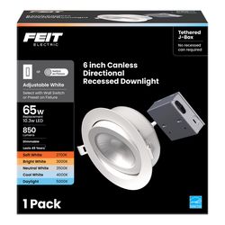 Feit White 6 in. W Aluminum LED Canless Recessed Downlight 10.3 W