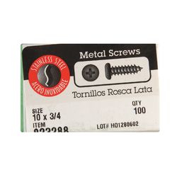 HILLMAN No. 10 Ga. X 3/4 in. L Phillips Pan Head Sheet Metal Screws 100 pk