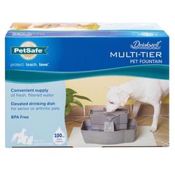 PetSafe Drinkwell Brown Multi-Tier Plastic 100 oz Pet Water Fountain For Cats/Dogs