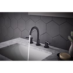 Oakbrook Collection Alexis Matte Black Modern Widespread Bathroom Sink Faucet 8 in.
