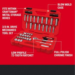 Craftsman 3/8 in. drive Metric and SAE 12 Point Mechanic's Tool Set 61 pc