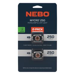 NEBO Mycro 250 lm Black/Gray LED Rechargeable Head Lamp