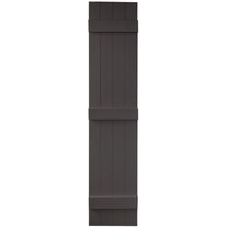 Builders Edge 67 in. H X 14 in. W Tuxedo Gray Board and Batten Vinyl Shutter 2 pk