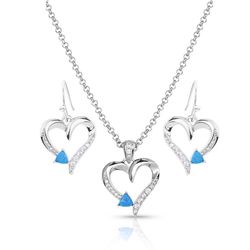 Montana Silversmiths Women's Love Everlasting Blue Opal Heart Blue/Silver Jewelry Sets