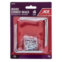 Ace 3 in. H X 4.75 in. W X 3 in. D Zinc Inside L Corner Brace