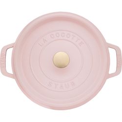 Staub Cast Iron Dutch Oven 9.45 in. 4 qt Pink/White