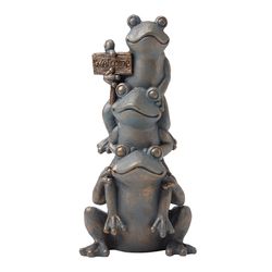 Glitzhome Resin Gray 28.25 in. Stacked Frog Statue