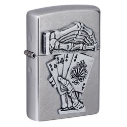 Zippo Silver Dead Mans Hand Emblem Lighter 1 pk