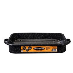 Granite Ware Porcelain Enamel Roaster with Rack 12 qt Black