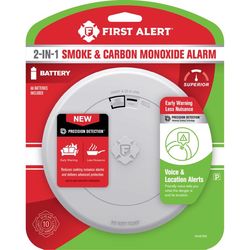 First Alert Voice and Location Alerts Battery-Powered Electrochemical/Photoelectric Slim Smoke and C