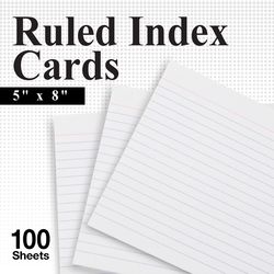 Bazic Products 5 in. H X 8 in. W Ruled Index Cards White 100 pk