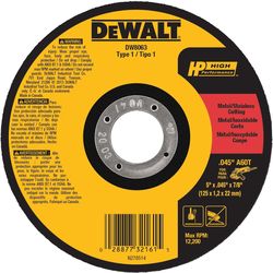 DeWalt High Performance 5 in. D X 7/8 in. X .045 in. thick Aluminum Oxide Cut-Off Wheel 1 pc